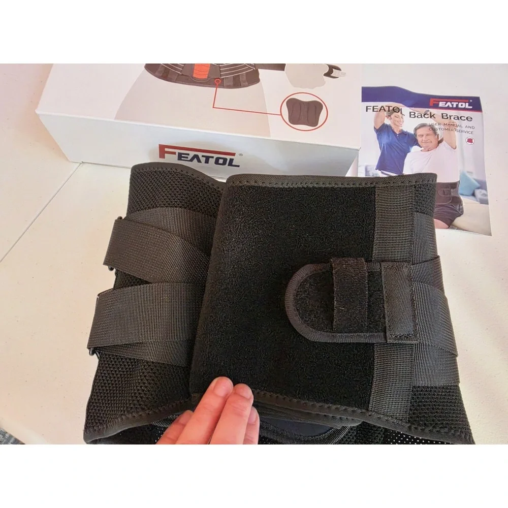 NIB New Open Box Featol Back Support Brace With Removable Pad L Large Black...